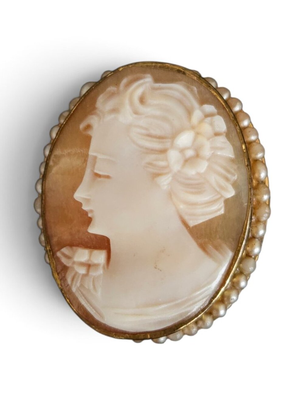 Vintage 12KT Gold Filled Cameo Brooch Pendant